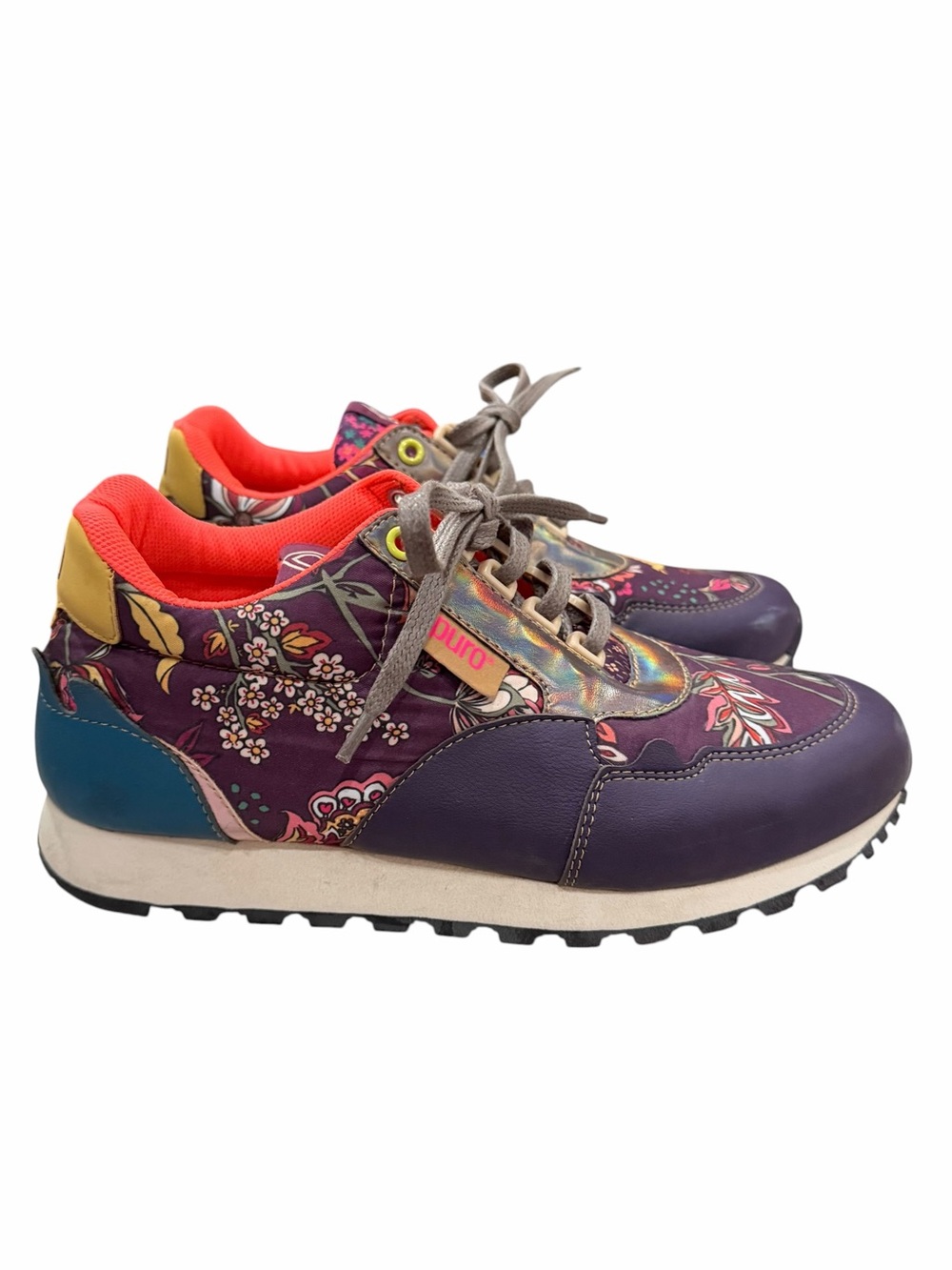 Puro‎ Women's EU 40 US 9 Floral Bold Lace Up Sneakers S4
